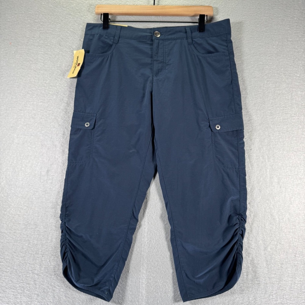 Woolrich Hiking Capri Cargo Pants Womens 8 Navy Blue Lightweight Utility Nylon